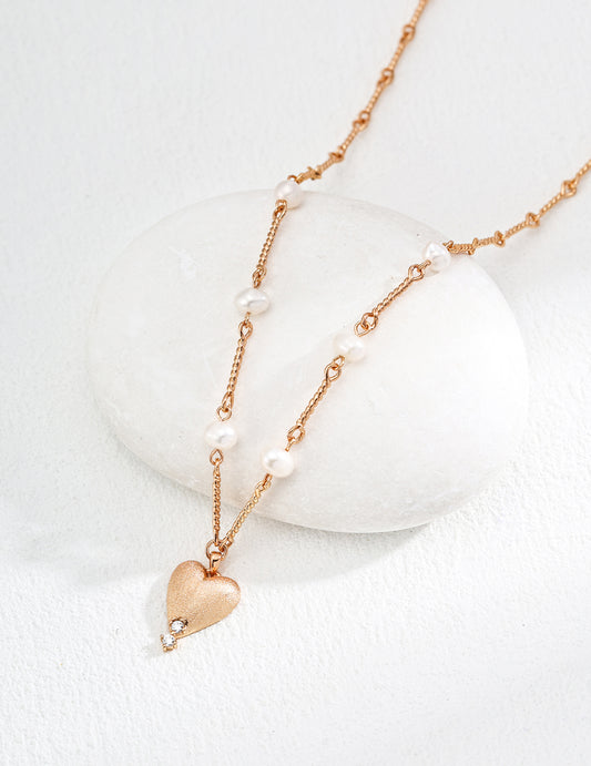 S925 Silver Minimalist Natural Pearl Matte Pendant Necklace