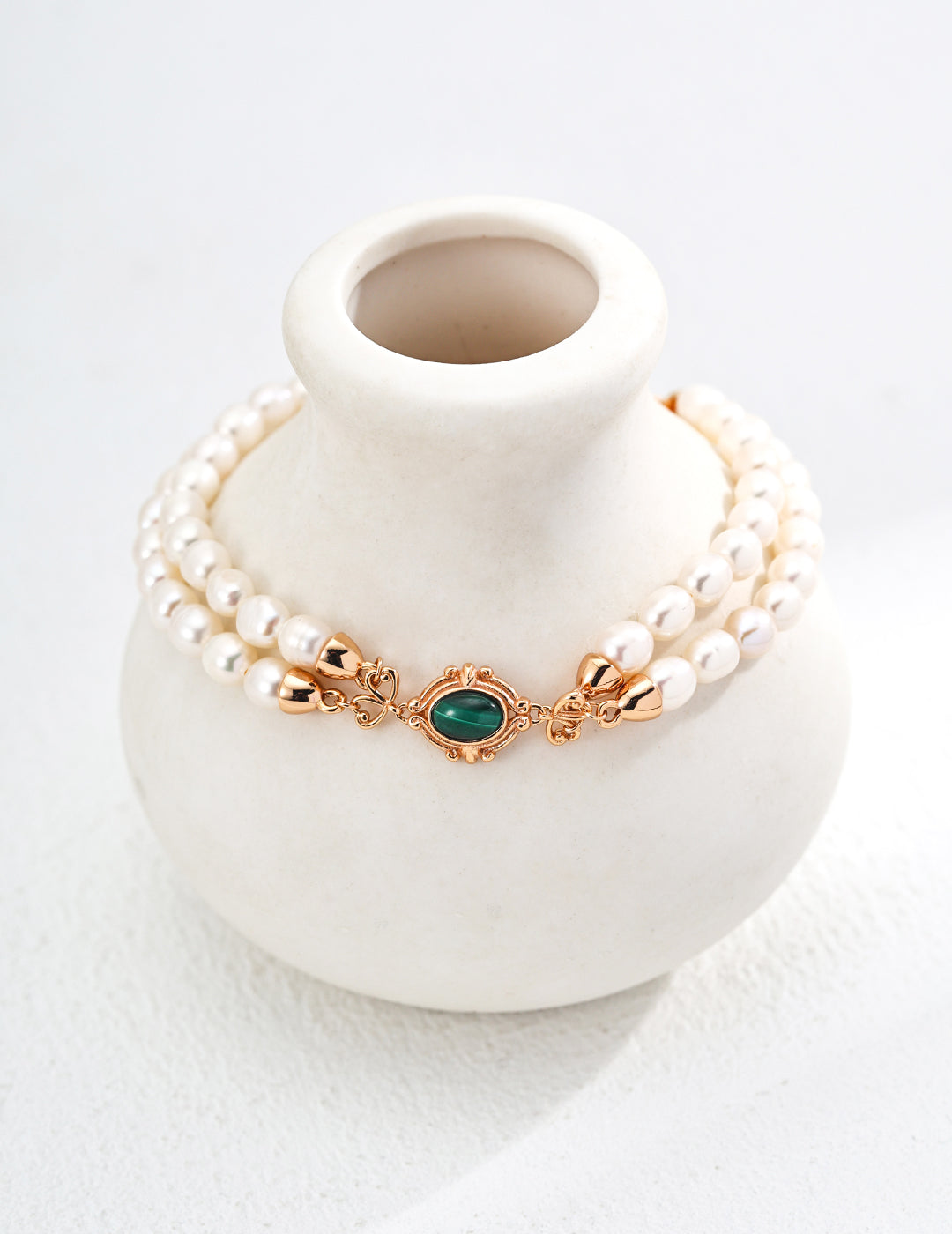 S925 Silver Simple Natural Pearl Malachite Bracelet