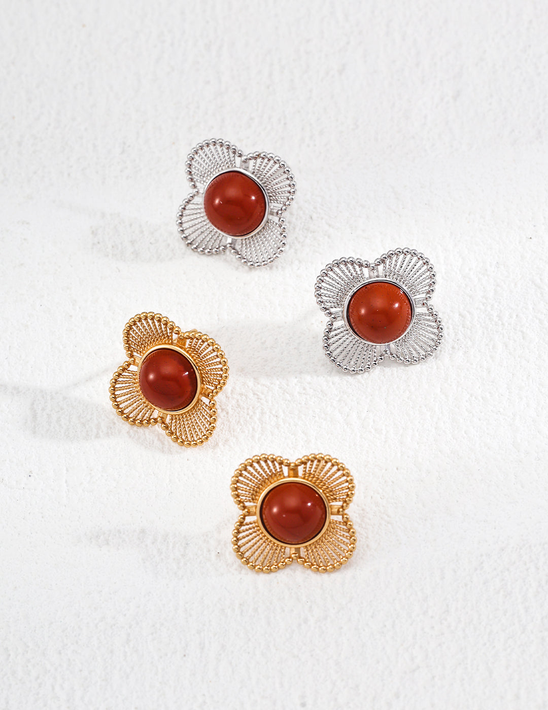 S925 Vintage Red Agate Earrings