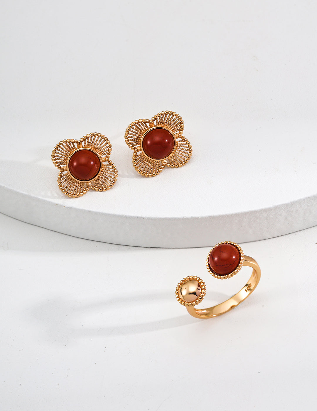 S925 Vintage Red Agate Earrings