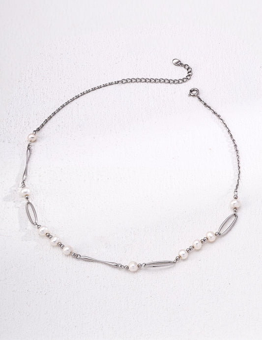 S925 Silver Stylish Natural Pearl Necklace